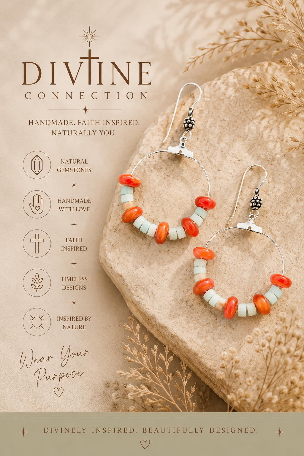 ￼ Fire opal an aquamarine earrings