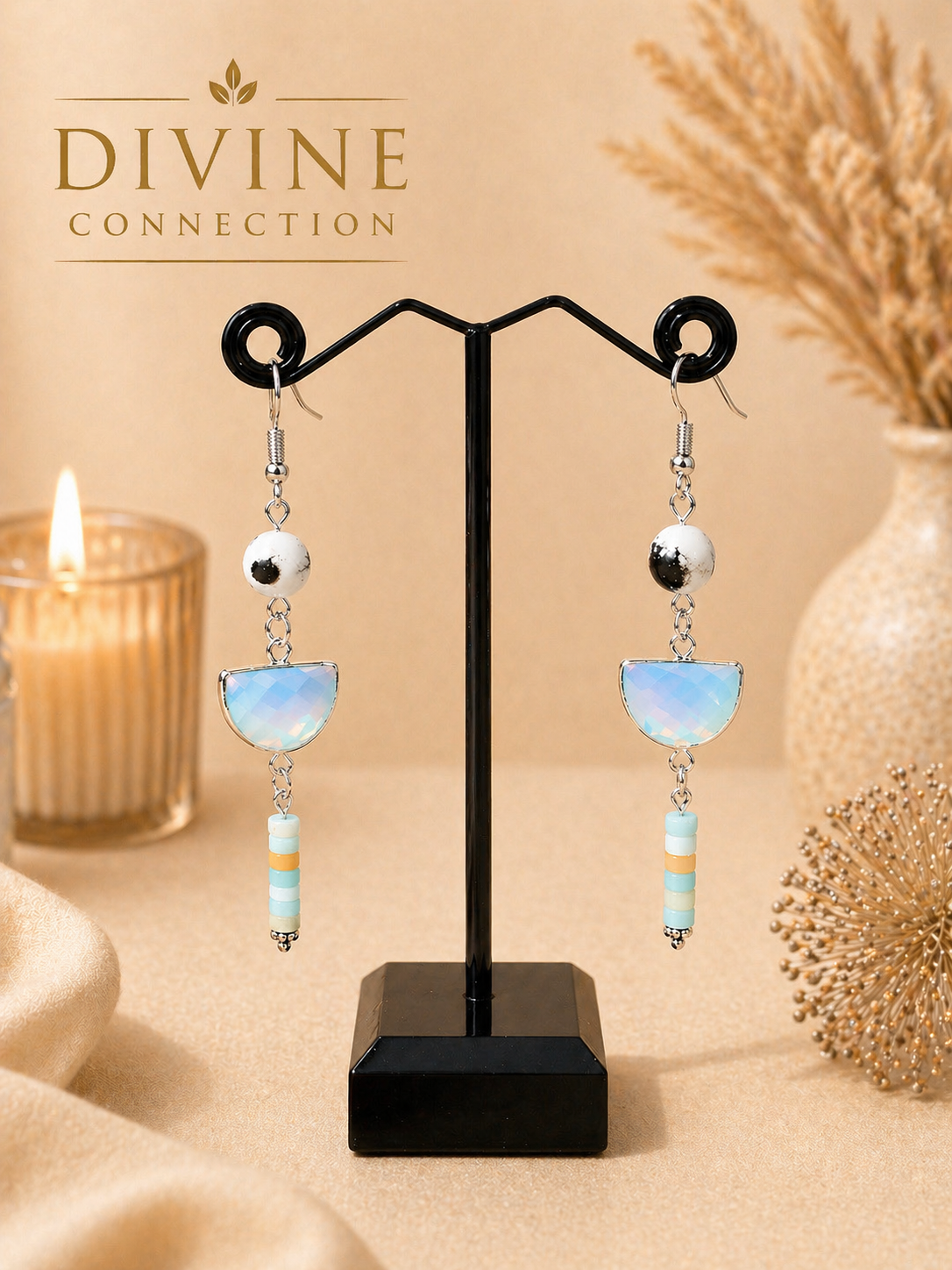 Moonstone and Buffalo White Earrings