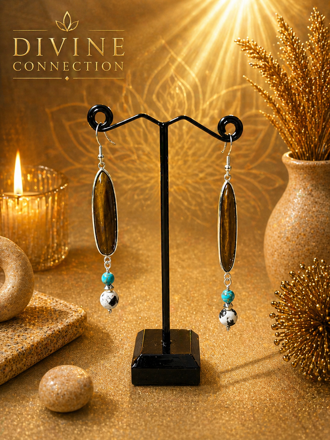 Tigers eye and Turquoise Earrings