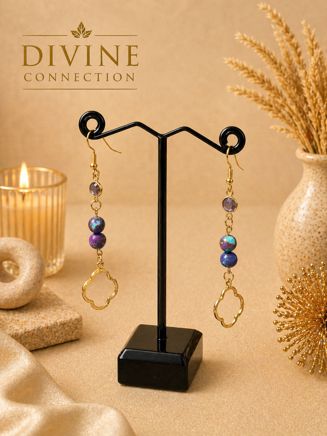 Kingman Turquoise and Amthyest Earrings